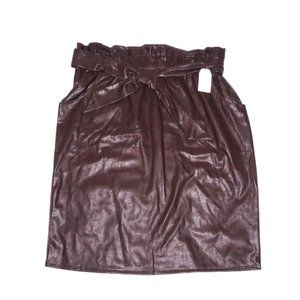 Time & TRU Women's Burgundy Faux Leather Paperbag Pencil Skirt New with Tags